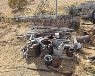 3846  Chicken Wire, Metal Pipe, Fence Post Caps, and Fence Stretcher 