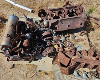 3824  2 V8 Engine Blocks, Ford Exhaust Manifolds, Crankshaft and Misc Parts 