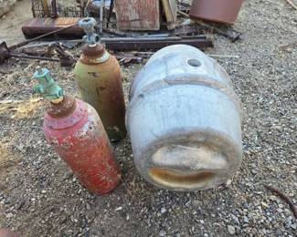1080  Two Acetylene Tanks and Miller Company Keg 