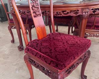 Dragons. Koi, Foo dog carvings 