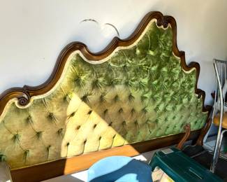 Vintage Green Velvet Headboard 