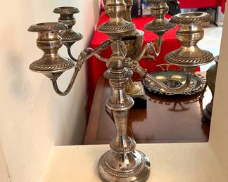 Silver over Copper Candelabra - Pair