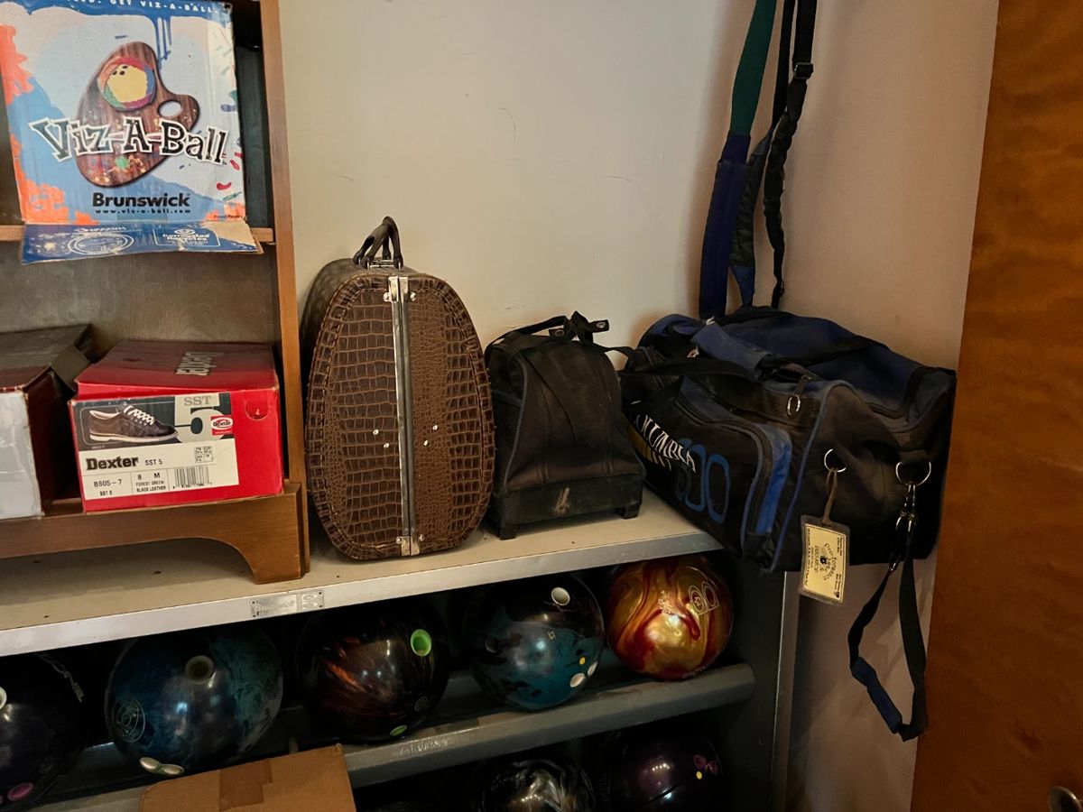 20 plus bowling balls , bags, bowling shoes