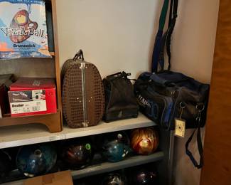 20 plus bowling balls , bags, bowling shoes