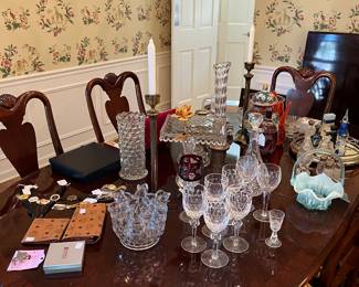 Waterford, Fostoria, Viking, Fenton, Antique Perfume bottles, Watches