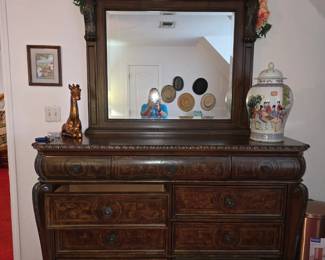 Mahogany 9 Drawer Dresser with Mirror
