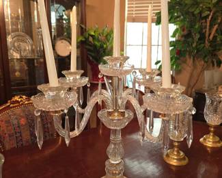 Crystal and Brass Candleabra