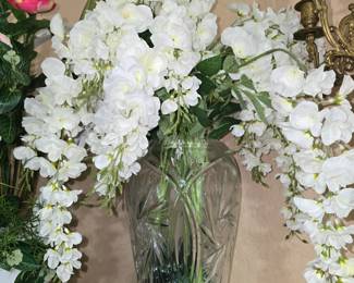 Large Crystal Vase with Wisteria Flowers