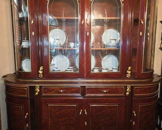 Italian Gold Trim Display Cabinet with Storage at Bottom