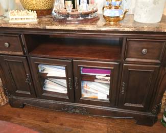 Mahogany Credenza with Marble Top