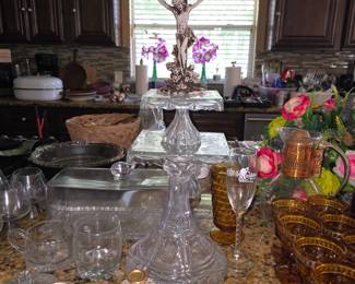 Vintage Square Cake Plates - Creamer and Sugar Bowls