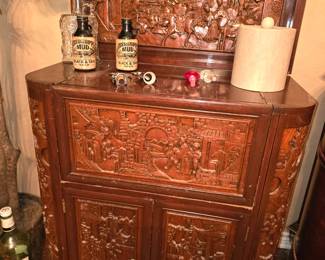 Heavy Carvrd Oriental Bar with Storage Everywhere!