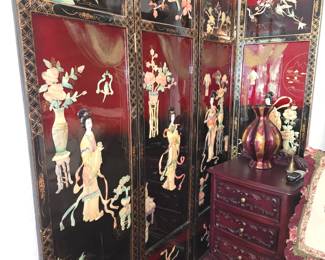 2 Oriental 4 Panel Screens - Used Upstairs for Wall Decor
