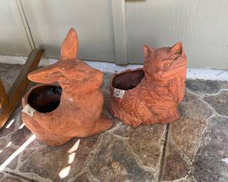 Bunny & cat planters