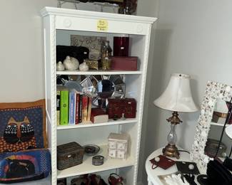 Tall, white bookcase