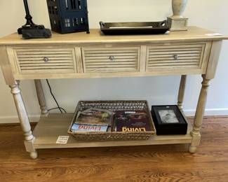 Scrubbed oak entry table w/ drawers