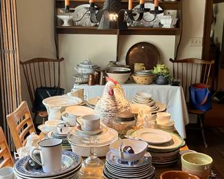 Ironstone, enamelware, Antique Plates galore