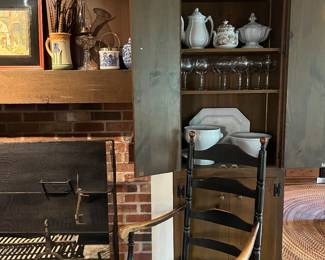 18th Century Ladder Back Arm Chair, splint seat