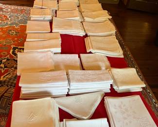 Amazing triple monogram damask linens