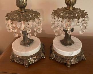 Vintage Ornate Gilt Prisms Candle Holders