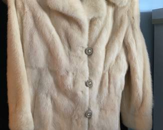 Vintage White Mink with Rhinestone Buttons, Coat