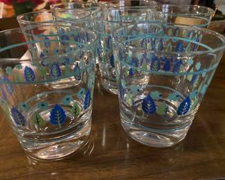 Mid Century Willow Teal Rock Glasses
