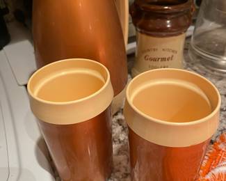 Mid Century Thermo Ware Carafe Cups