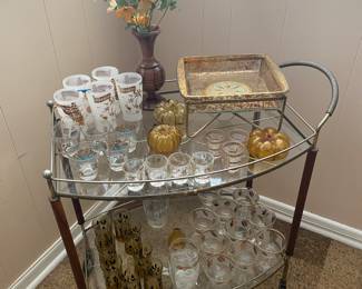 Mid Century Bar Cart Filled!!