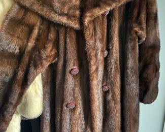 Vintage Mink Coat, Rhinestone Buttons