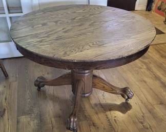 Antique Oak Empire Style Round Table