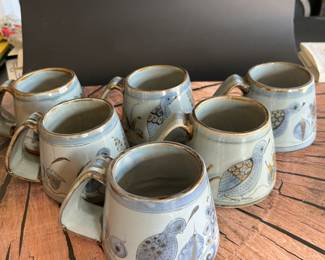 set of six Mexican hand painted mugs