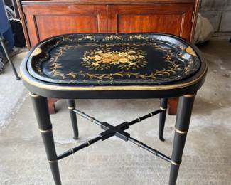 antique tole tray table