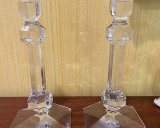 Val St Lambert crystal candlesticks