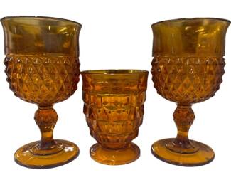 Amber Glass Cubist Goblets
