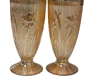 Iris Carnival Glass Footed Tumblers