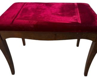 Red Velvet Upholstered Piano Bench
