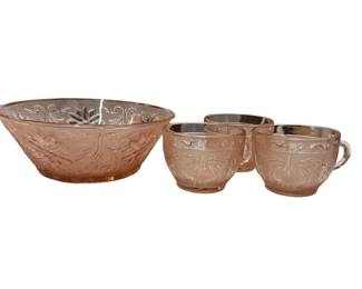 Vintage Pink Glass Bowl Cups