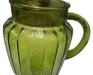 Vintage Avocado Green Glass Pitcher