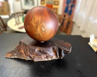 wood orb art sculpture. wood source unknown. artist unknown. $110.00