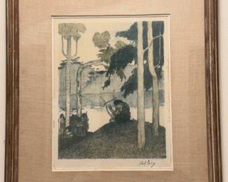 ABEL PANN LITHOGRAPH, SIGNED  15.5x18.5
