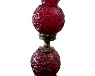 GONE WITH THE WIND, FENTON GLASS GLOBE LAMP, RUBY. $499.00