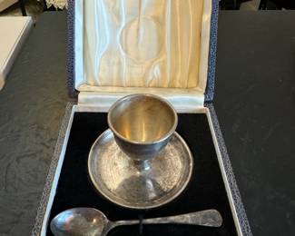 Silver Egg cup with spoon, $40.00