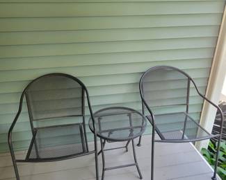 3 Piece Black Metal Patio Set 