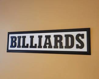 Wood Billiards Sign 