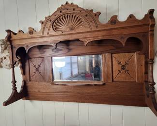 Beautiful top of a hutch. Would be a beautiful headboard or Fireplace mantel.