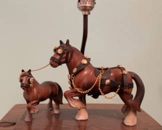 Vintage Clydesdale Horse Lamp Kitsch Tabletop