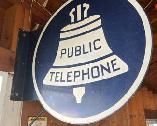 Vintage Original 11 Inch Public Telephone Flange Sign