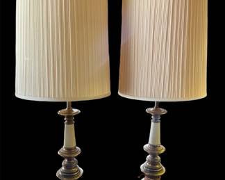 Pair Of Tall Brass Table Lamps