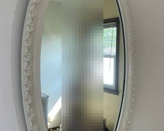 Vintage White Oval Mirror