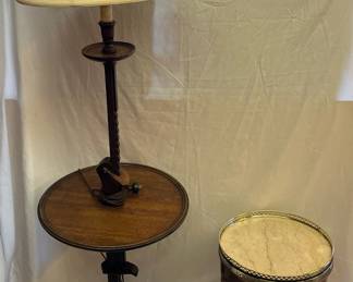 Vintage Adjustable Side Table W Built In Lamp Granite Top Side Table